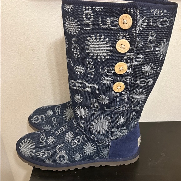 UGG Navy Blue  Tall Boots with Button Accents - Picture 1 of 6